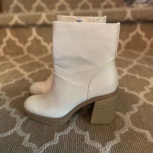 Cream faux leather booties